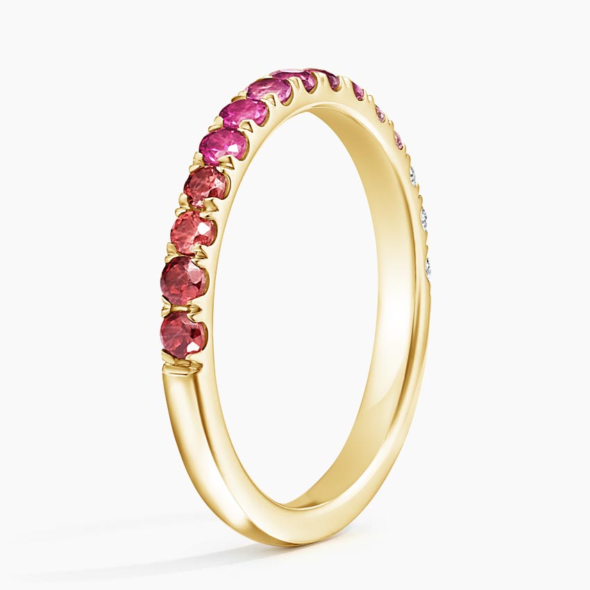 18K Yellow Gold Burgundy Ombre Ring