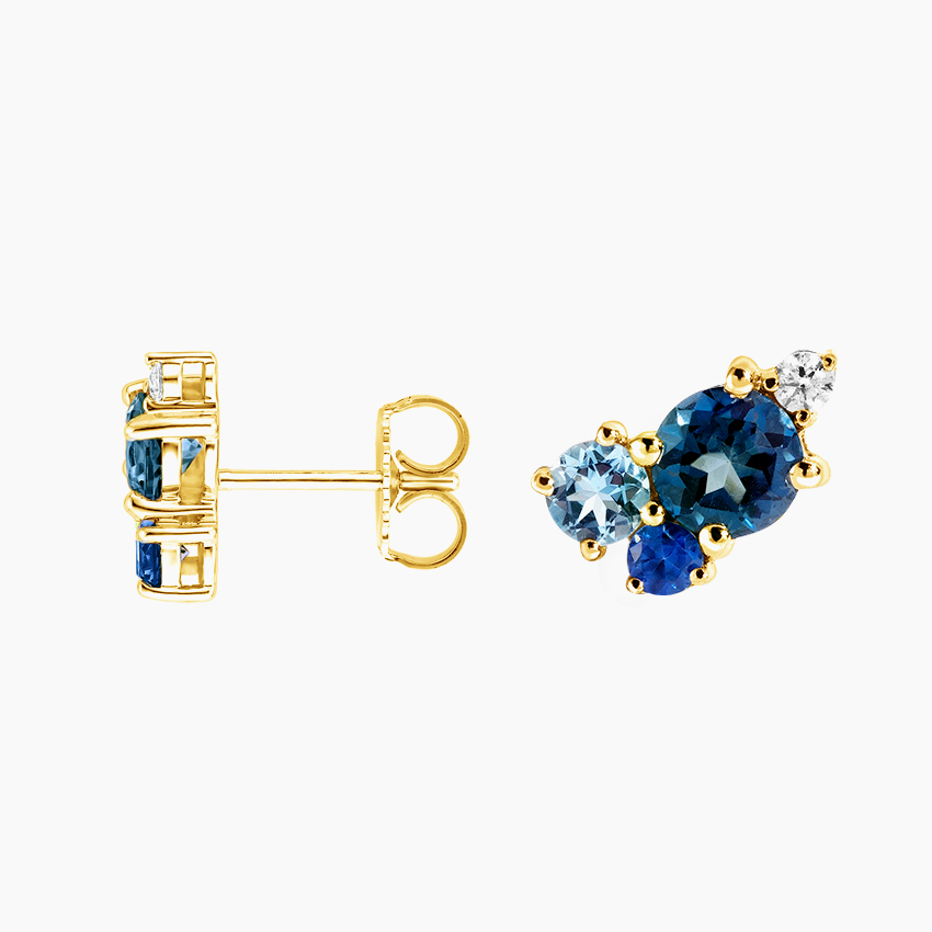 14K Yellow Gold Hydrangea Bouquet Earrings