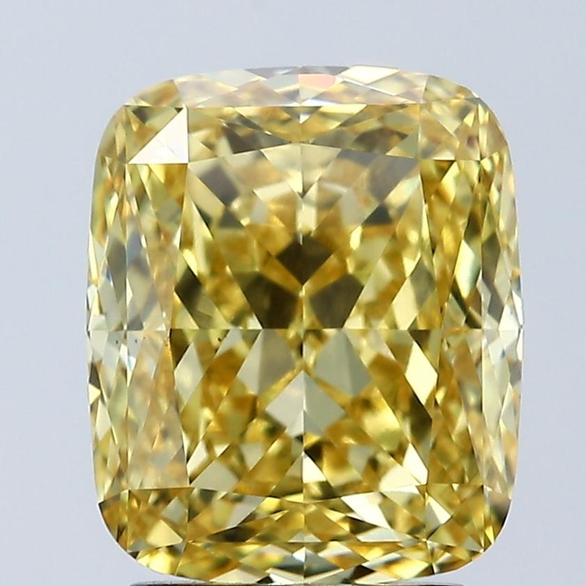 3.06 Ct. Fancy Vivid Yellow Cushion Lab Grown Diamond