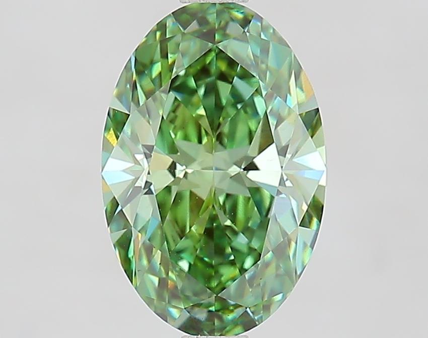 2.10 Ct. Fancy Vivid Green Oval Lab Grown Diamond