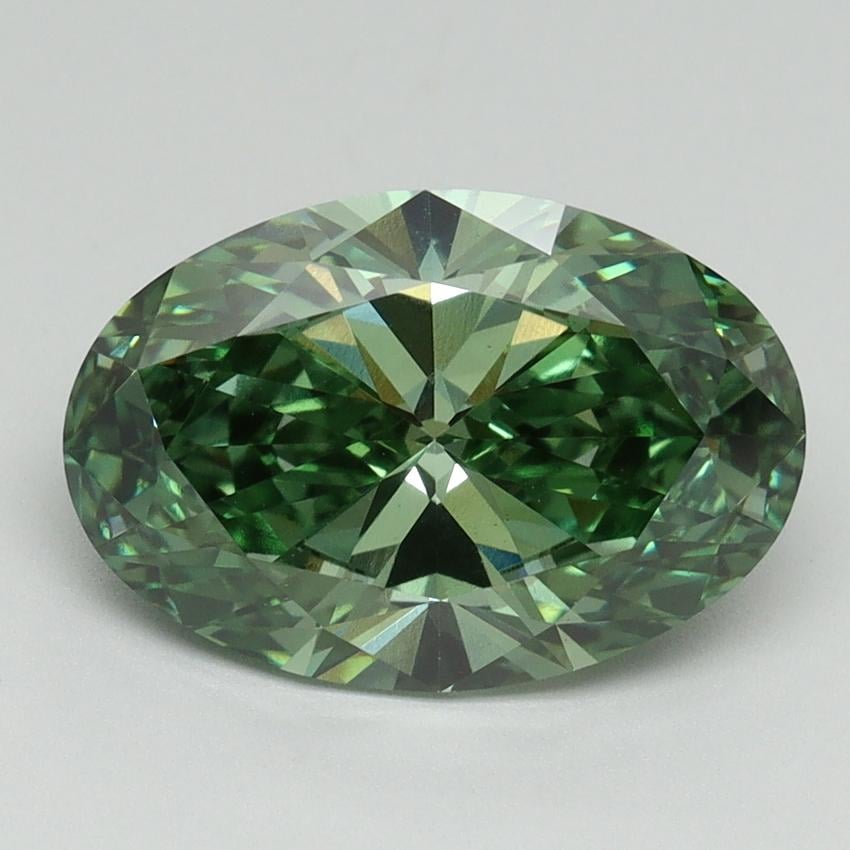 3.03 Ct. Fancy Vivid Pacific Green Oval Lab Grown Diamond