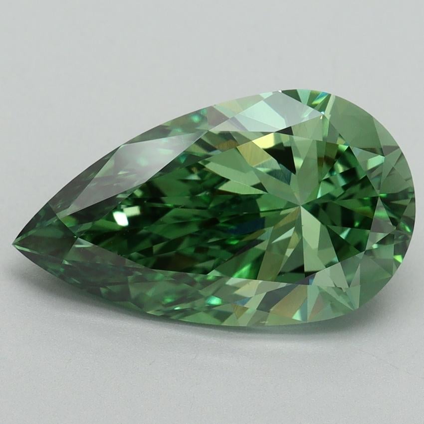 4.26 Ct. Fancy Vivid Pacific Green Pear Lab Grown Diamond