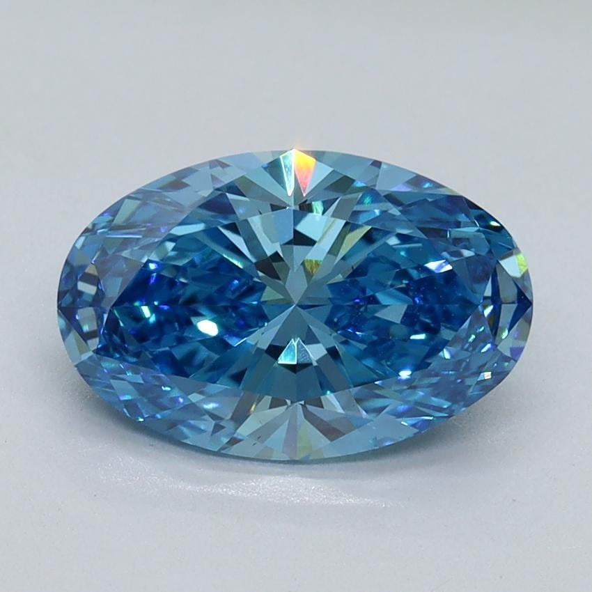 2.05 Ct. Fancy Vivid Malibu Blue Oval Lab Grown Diamond