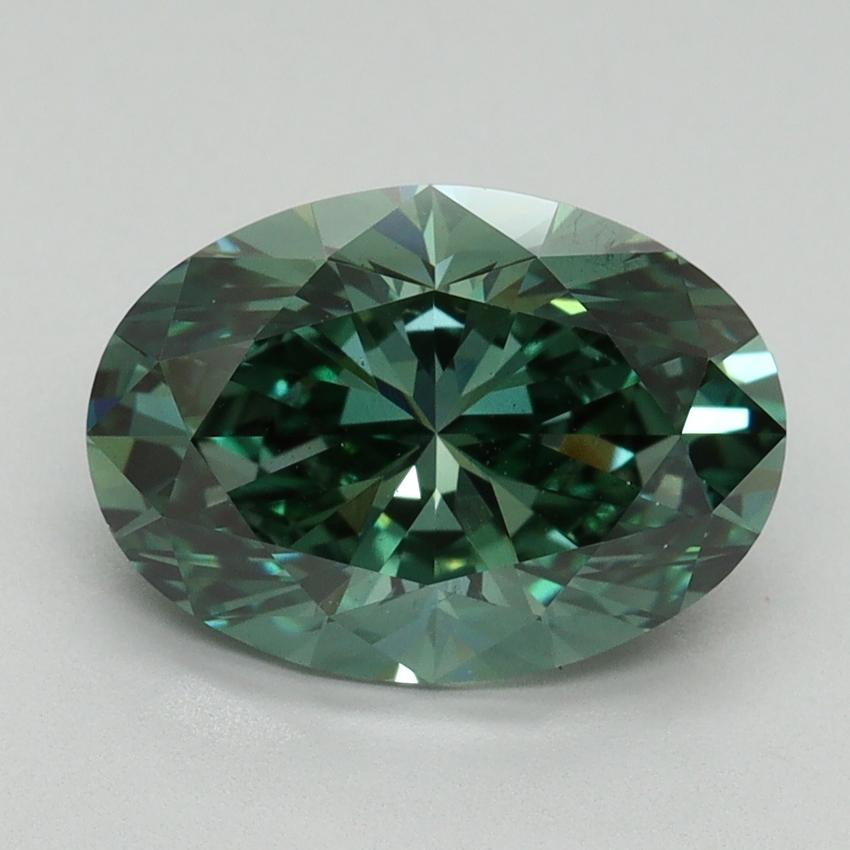 3.06 Ct. Fancy Vivid Green Oval Lab Grown Diamond