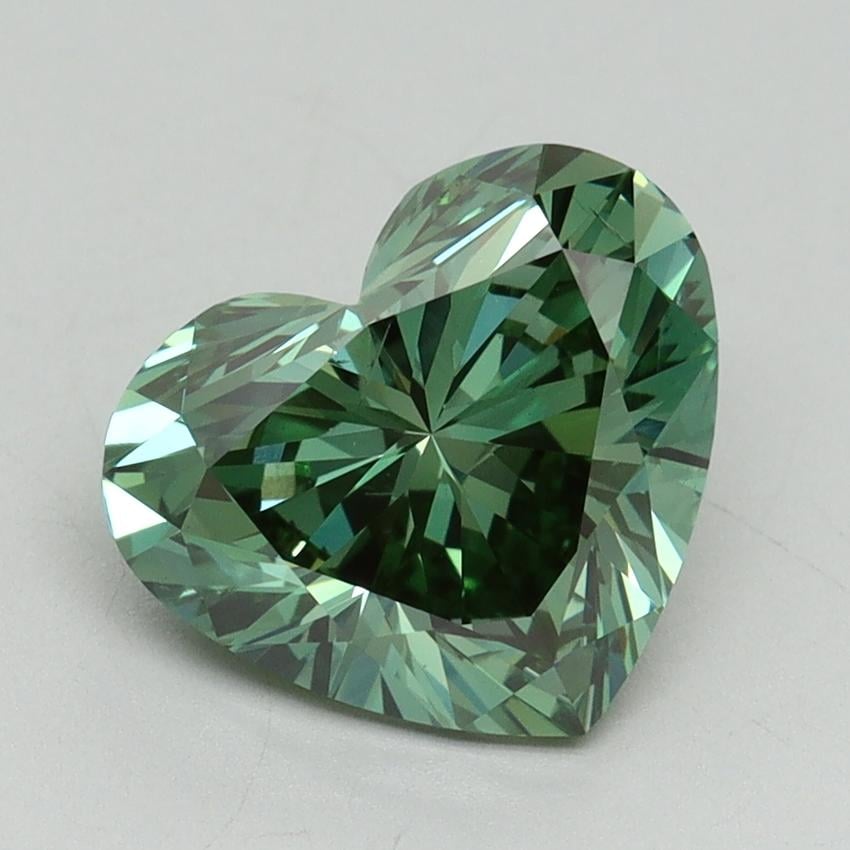 2.57 Ct. Fancy Vivid Pacific Green Heart Lab Grown Diamond
