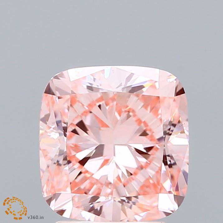 2.51 Ct. Fancy Vivid  Pink Cushion Lab Grown Diamond