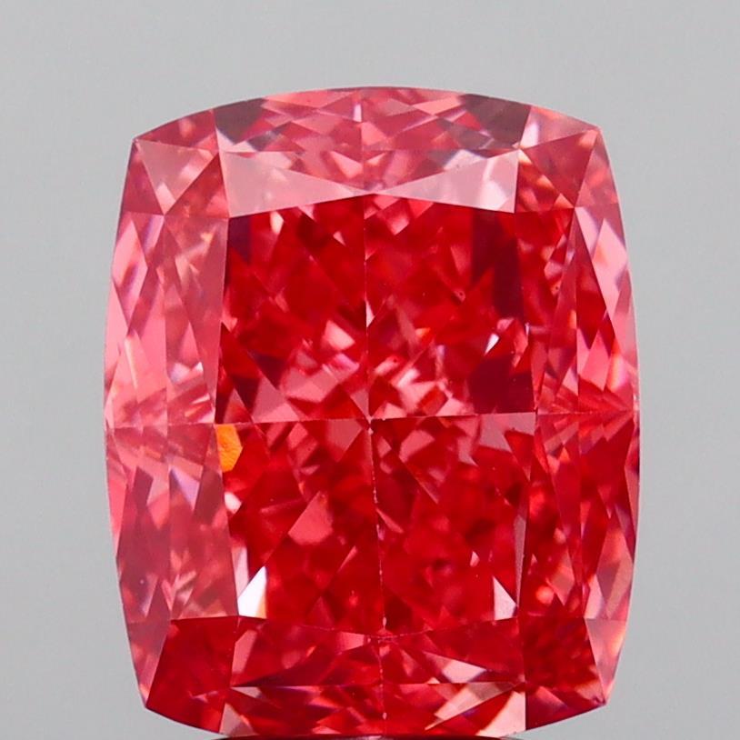 4.13 Ct. Fancy Vivid  Pink Cushion Lab Grown Diamond