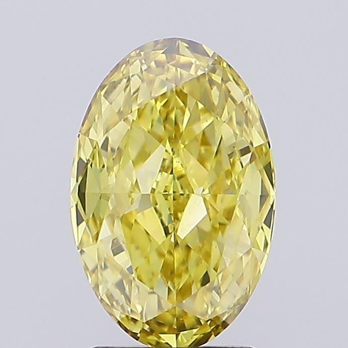 1.63 Ct. Fancy Intense  Yellow Oval Lab Grown Diamond