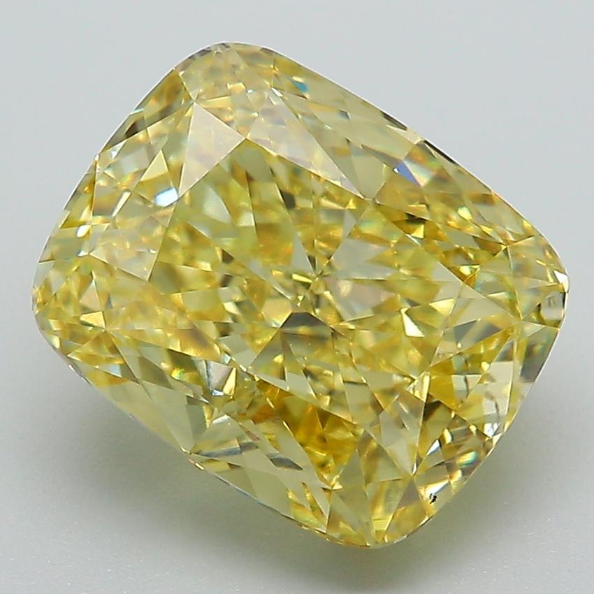 5.01 Ct. Fancy Vivid Yellow Cushion Lab Grown Diamond