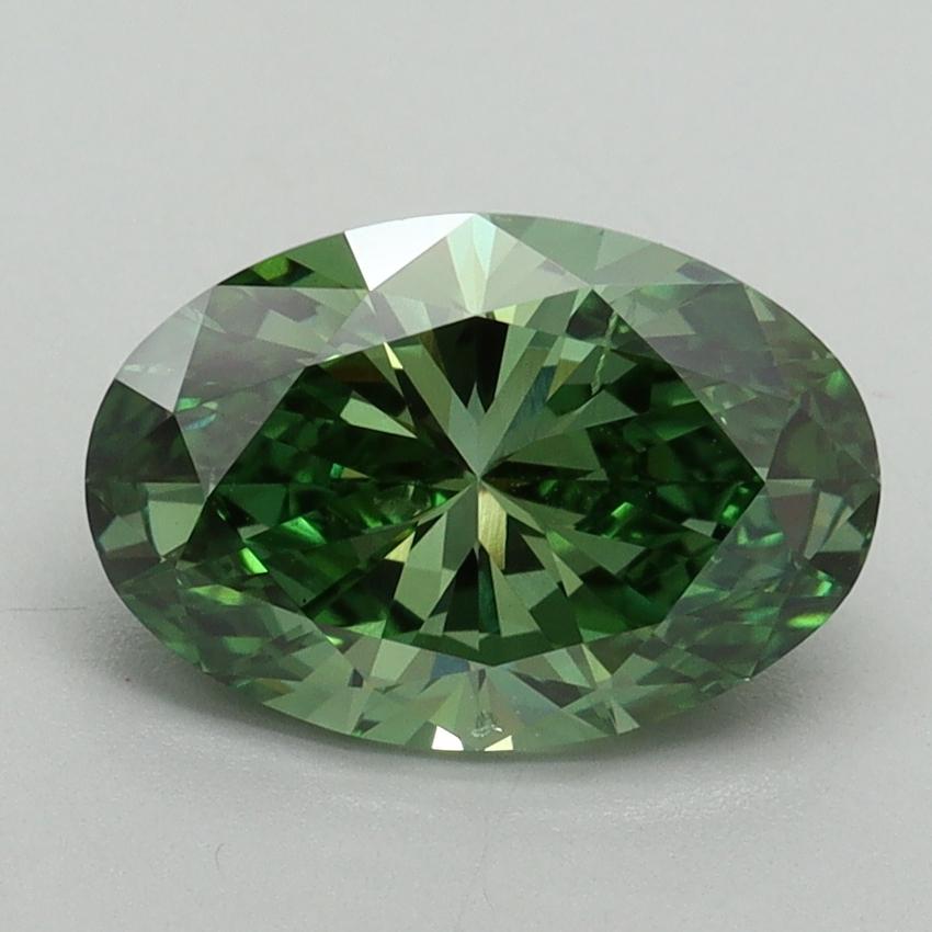 2.02 Ct. Fancy Vivid Green Oval Lab Grown Diamond