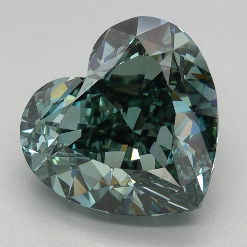3.08 Ct. Fancy Vivid Green Heart Lab Grown Diamond