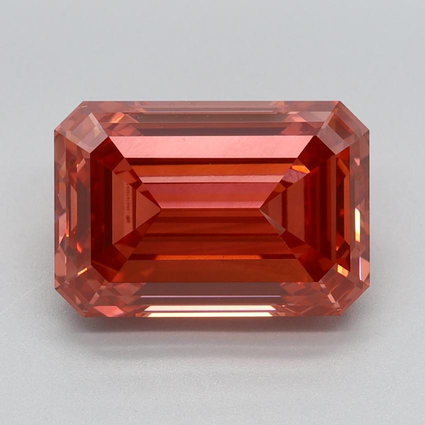 4.19 Ct. Fancy Vivid Orangy Pink Emerald Lab Grown Diamond