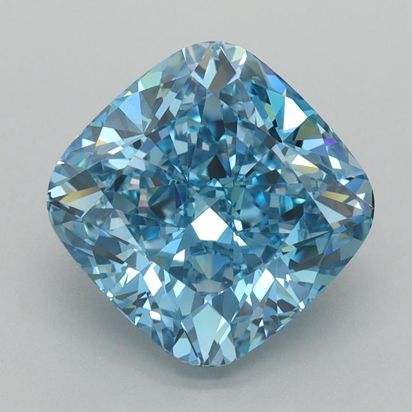 3.55 Ct. Fancy Vivid  Blue Cushion Lab Grown Diamond