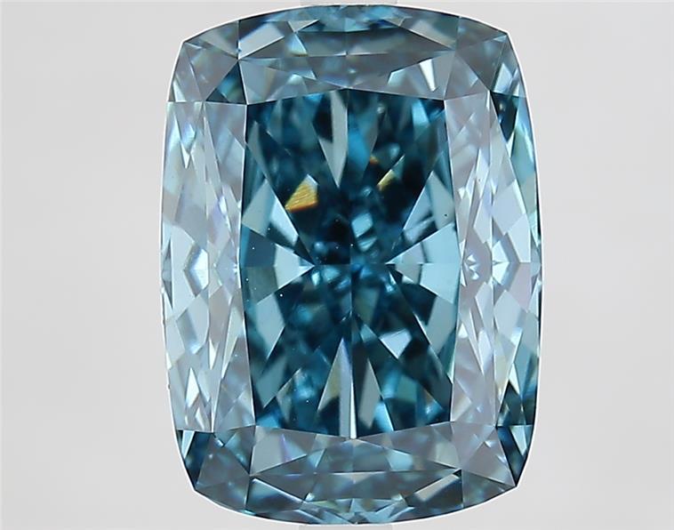 5.68 Ct. Fancy Vivid  Blue Cushion Lab Grown Diamond