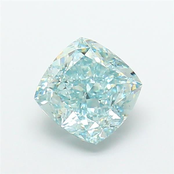 2.15 Ct. Fancy Vivid Green Cushion Lab Grown Diamond