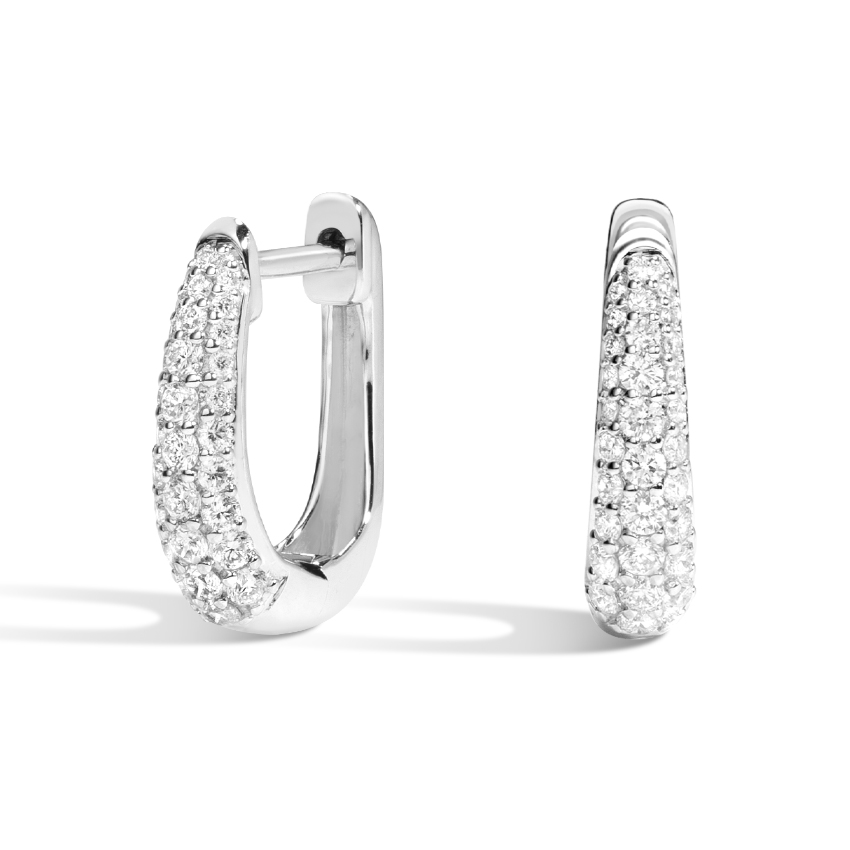 Asymmetrical Square Diamond Hoop Earrings 