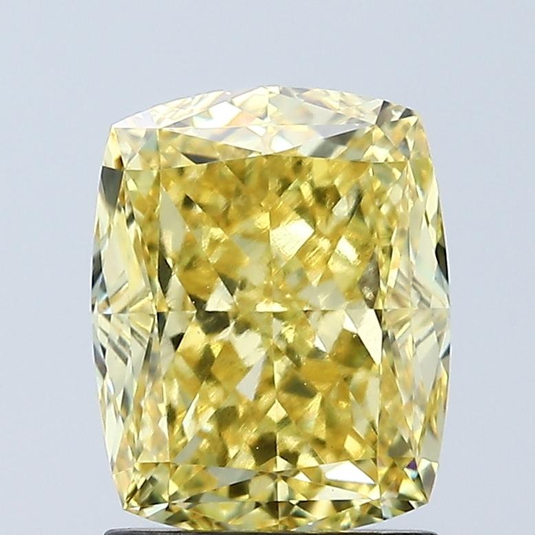 2.03 Ct. Fancy Vivid Yellow Cushion Lab Grown Diamond