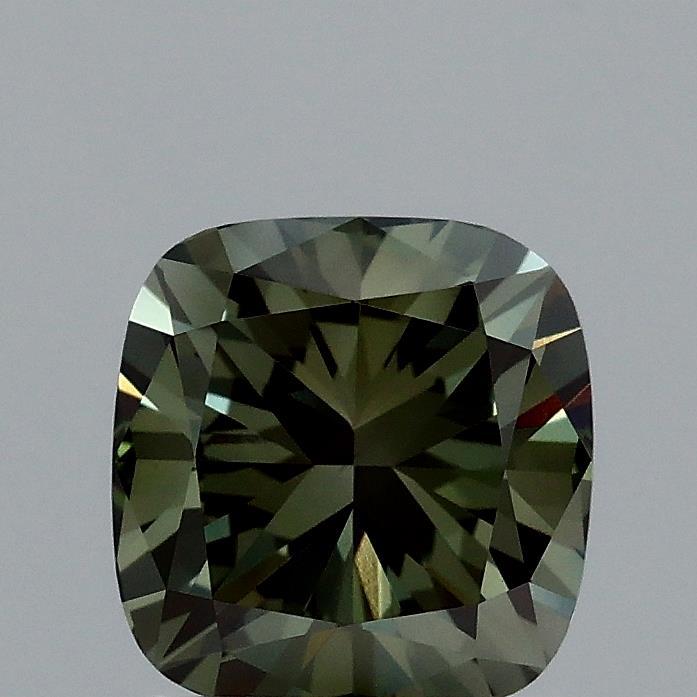 1.53 Ct. Fancy Vivid Green Cushion Lab Grown Diamond