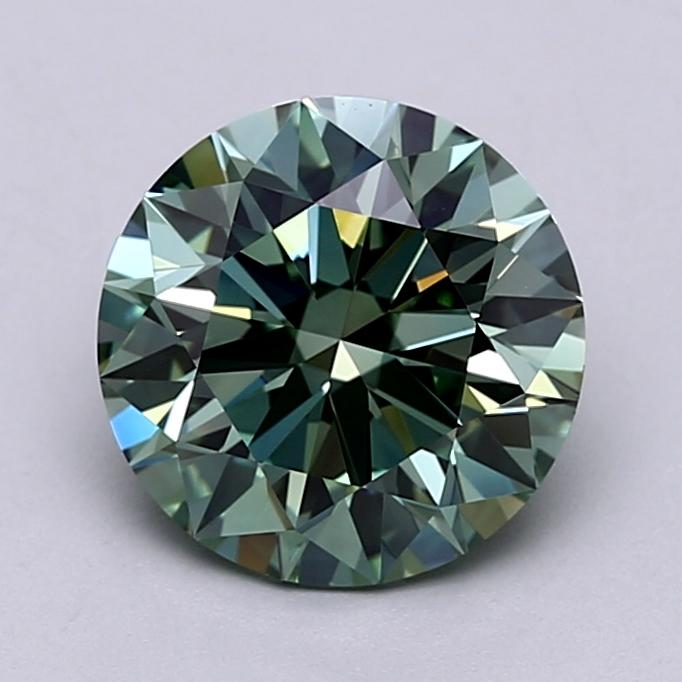 2.76 Ct. Fancy Vivid  Green Round Lab Grown Diamond