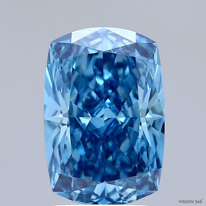 2.09 Ct. Fancy Vivid Blue Cushion Lab Grown Diamond