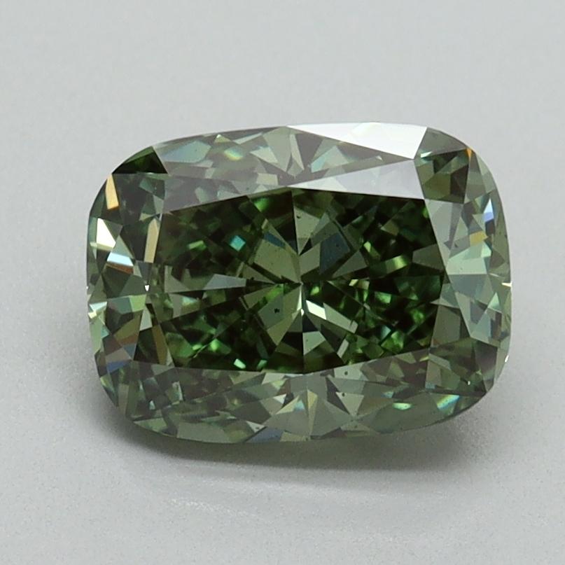 1.52 Ct. Fancy Vivid Green Cushion Lab Grown Diamond