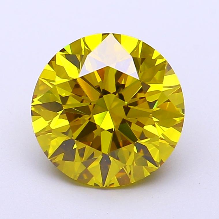 3.05 Ct. Fancy Vivid  Yellow Round Lab Grown Diamond