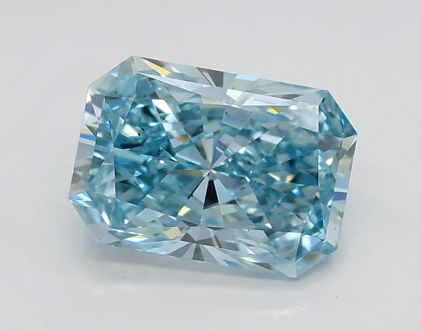 1.57 Ct. Fancy Intense Greenish Blue Radiant Lab Grown Diamond