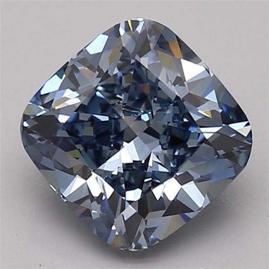 2.19 Ct. Fancy Vivid Blue Cushion Lab Grown Diamond
