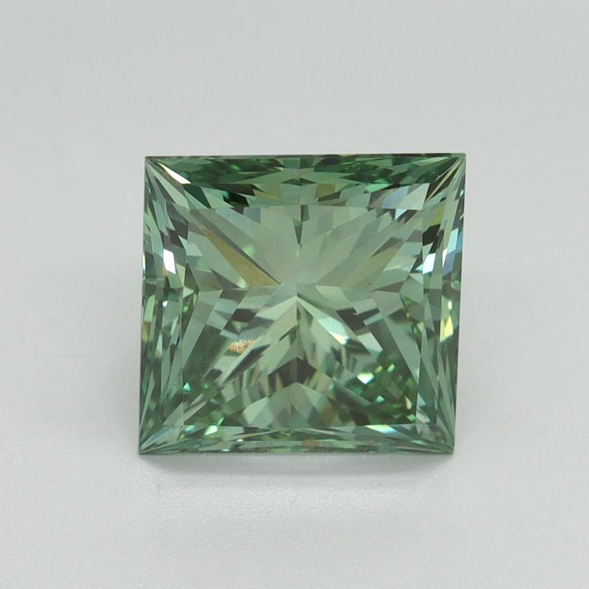 3.13 Ct. Fancy Vivid Green Princess Lab Grown Diamond