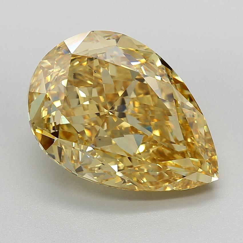 12.13 Ct. Fancy Vivid  Yellow Pear Lab Grown Diamond