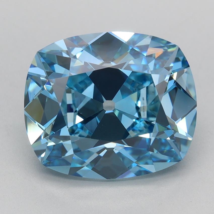 3.32 Ct. Fancy Vivid Blue Cushion Lab Grown Diamond