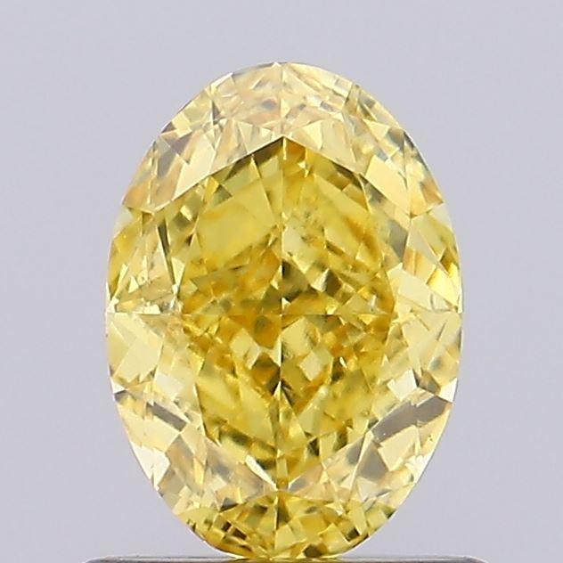 0.90 Ct. Fancy Vivid  Yellow Oval Lab Grown Diamond