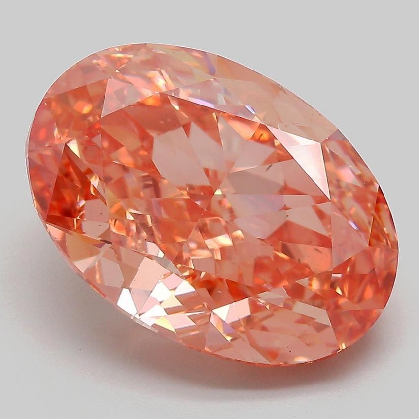 9.61 Ct. Fancy Vivid Pinkish Orange Oval Lab Grown Diamond