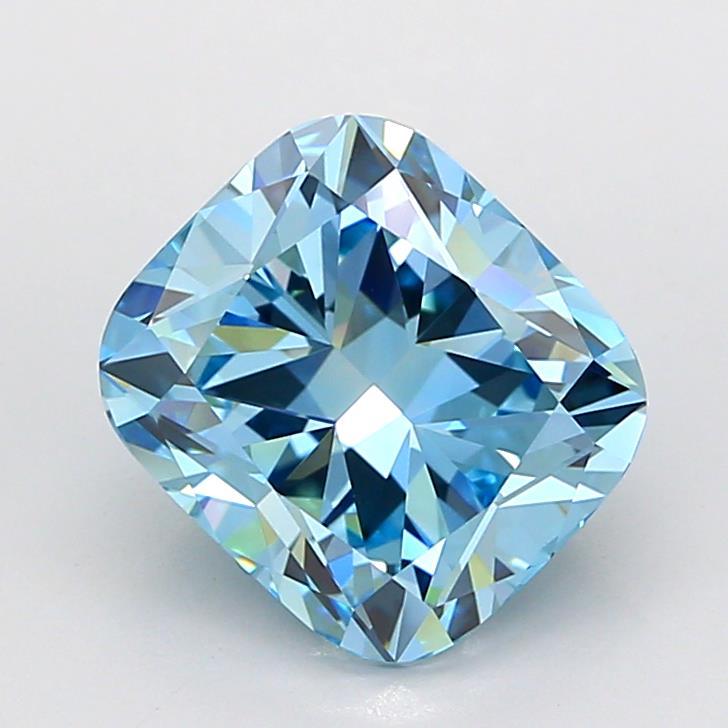 3.87 Ct. Fancy Vivid Blue Cushion Lab Grown Diamond