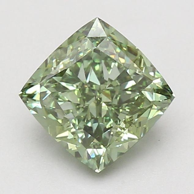 2.04 Ct. Fancy Vivid Green Cushion Lab Grown Diamond