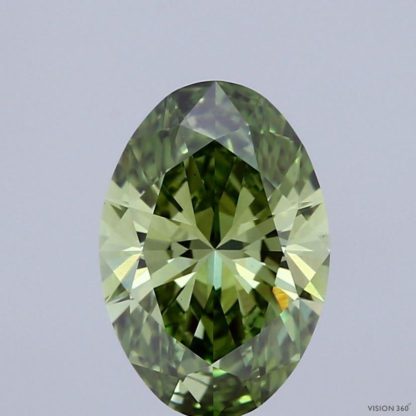 2.02 Ct. Fancy Vivid Green Oval Lab Grown Diamond