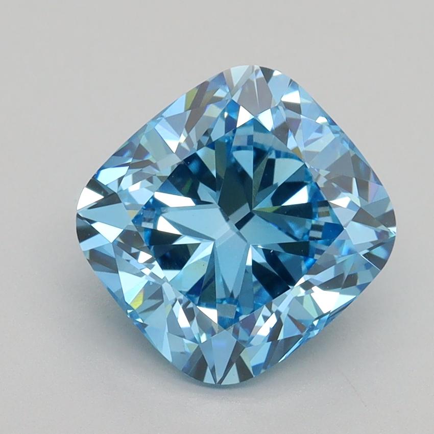 3.00 Ct. Fancy Vivid Blue Cushion Lab Grown Diamond