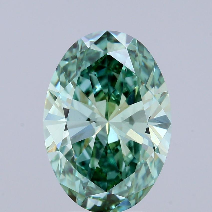 3.00 Ct. Fancy Vivid Green Oval Lab Grown Diamond