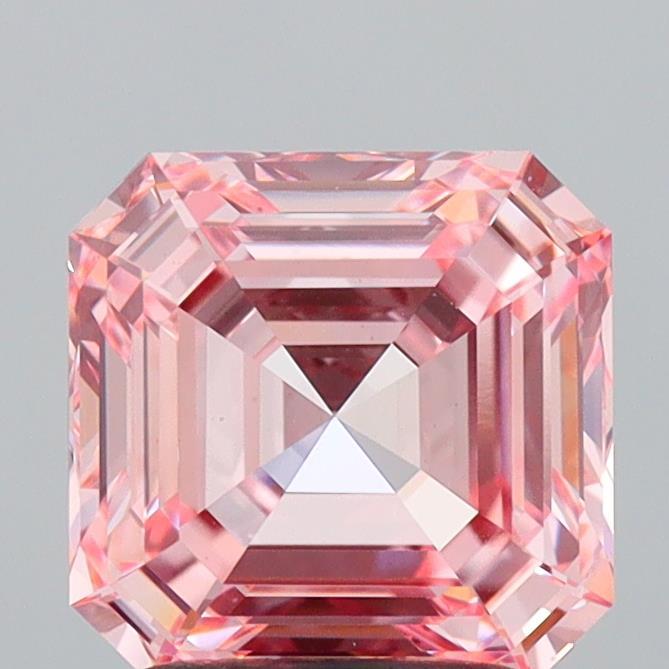 2.05 Ct. Fancy Vivid Pink Asscher Lab Grown Diamond