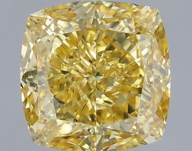 2.10 Ct. Fancy Intense Yellow Cushion Lab Grown Diamond