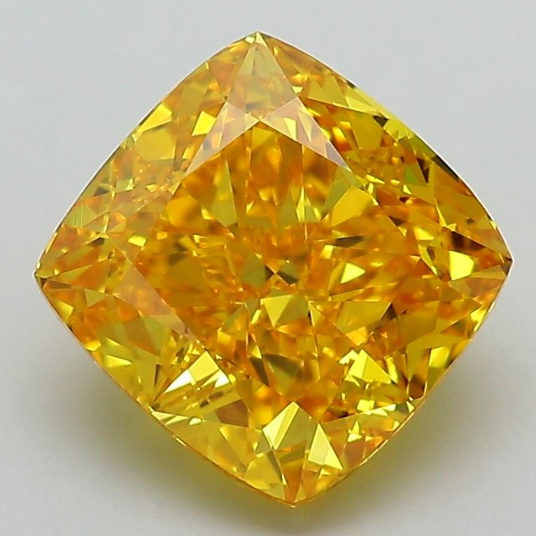 3.05 Ct. Fancy Vivid Yellow Cushion Lab Grown Diamond