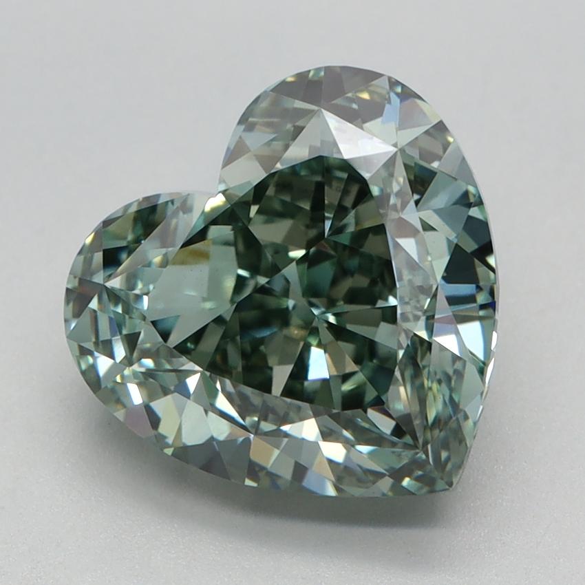 3.41 Ct. Fancy Intense Green Heart Lab Grown Diamond