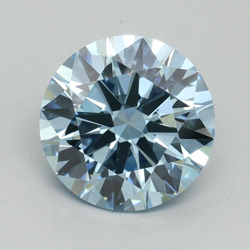 3.11 Ct. Fancy Vivid Blue Round Lab Grown Diamond