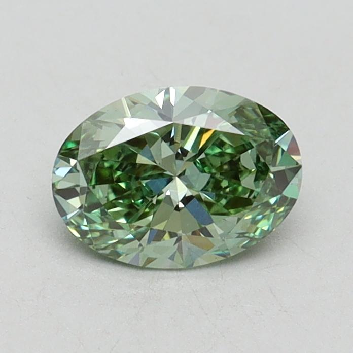 0.63 Ct. Fancy Vivid Green Oval Lab Grown Diamond