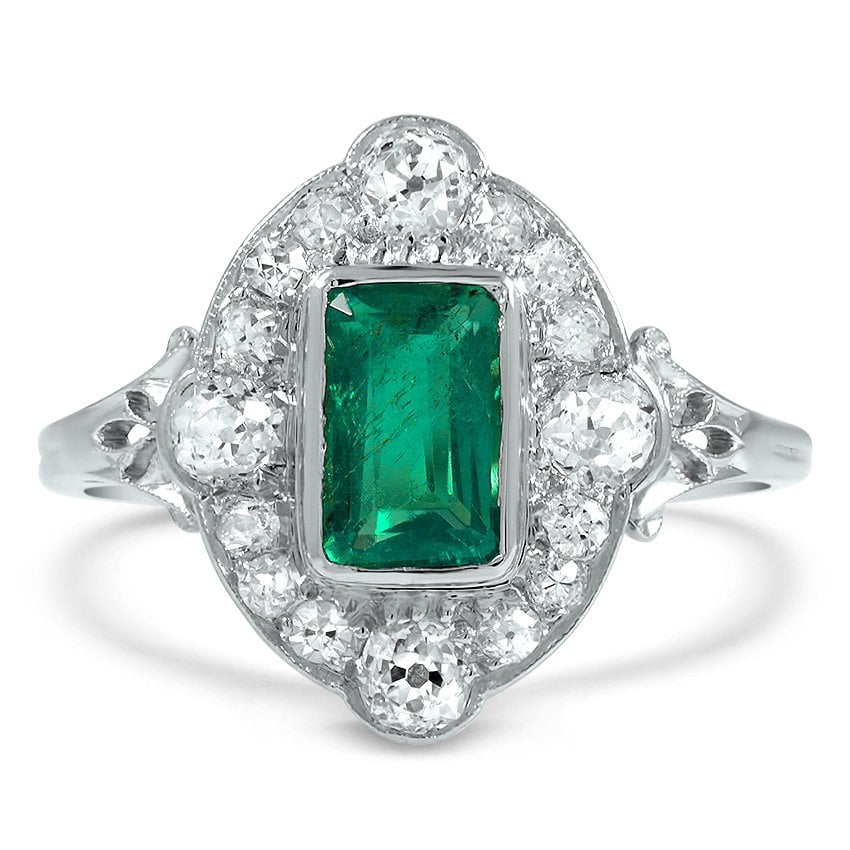 Art Deco Emerald Vintage Ring Anmore Brilliant Earth