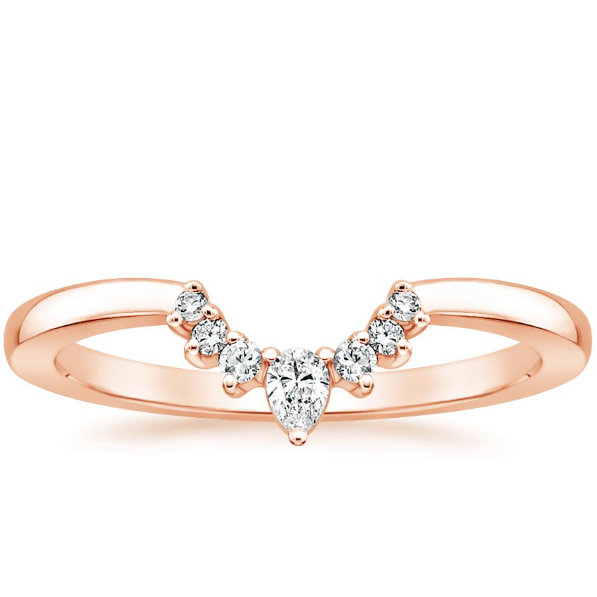14K Rose Gold Lunette Diamond Ring, large top view