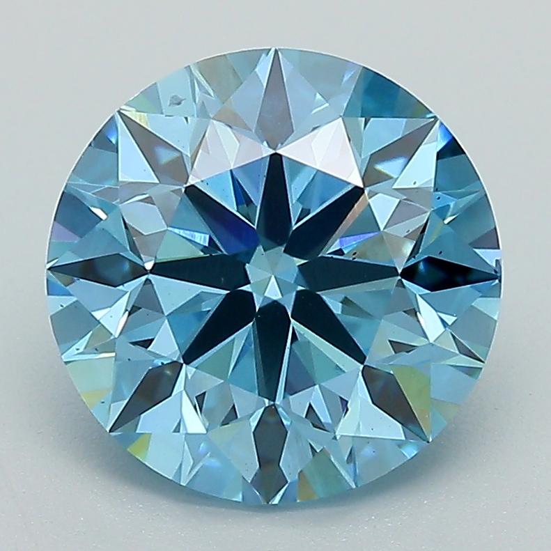 3.03 Ct. Fancy Vivid Blue Round Lab Grown Diamond