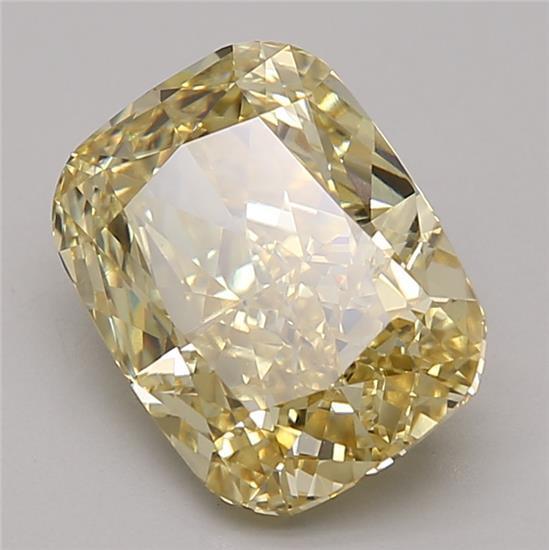 3.15 Ct. Fancy Vivid Yellow Cushion Lab Grown Diamond