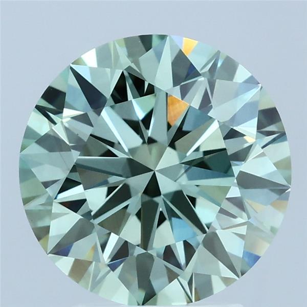 3.08 Ct. Fancy Vivid  Green Round Lab Grown Diamond