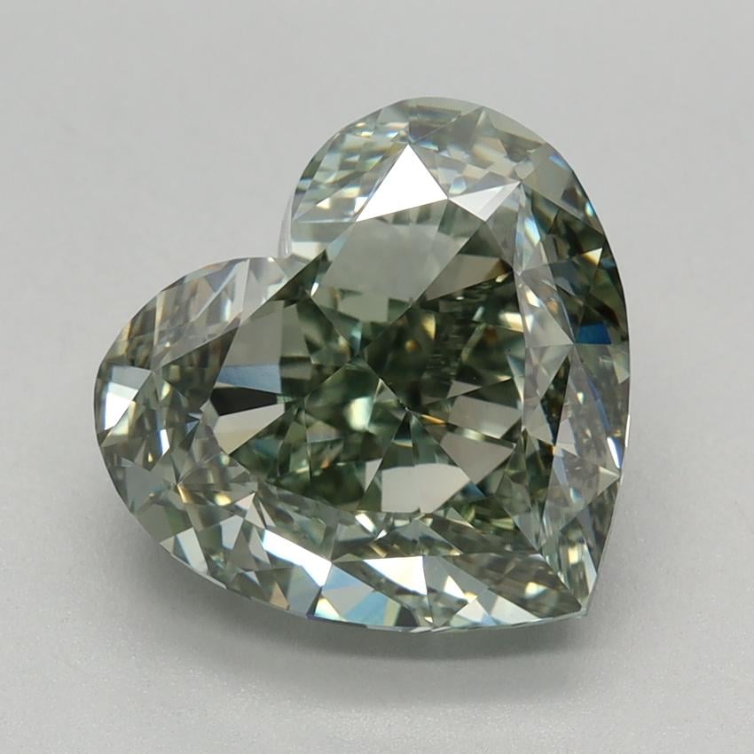 3.26 Ct. Fancy Intense Green Heart Lab Grown Diamond